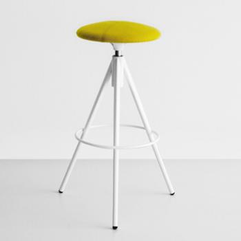 Wil barstool yellow fabric seat white frame