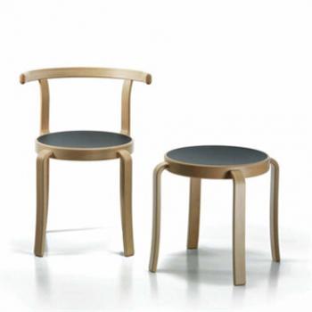 Wooden 8000 Chair and Stool with dark grey seat