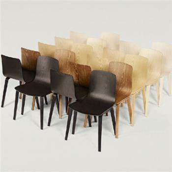 Neat collection of Aava chairs in black, brown and cream