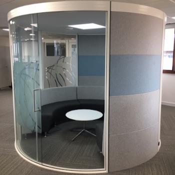 Circular cell pod with curved bench seating