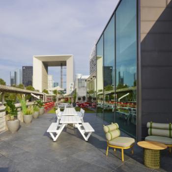 Marina tables outdoors at Citizen M