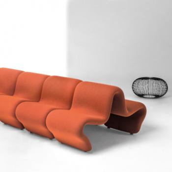 LaCividina Dos a Dos orange lounge seat in bench layout