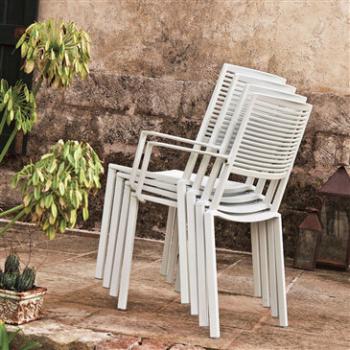 White Easy Cafe Chairs stacked 