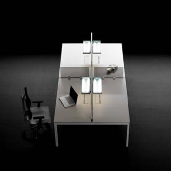 White F25 Desk Range TFL703 in a black room with a black chair