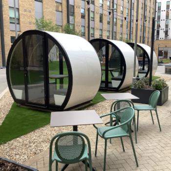 Outdoor meeting pods closed x 3