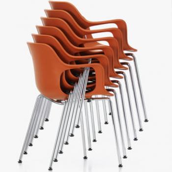 Hal armchair with four legs in tubular steel, designed by Jasper Morrison for Vitra.