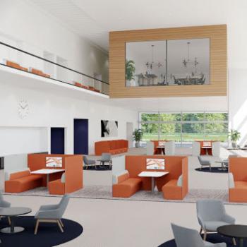 Boss Hemm office lounge seating in orange