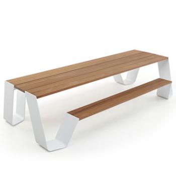 Hopper table in Iroko hardwood or H.O.T.wood. 
