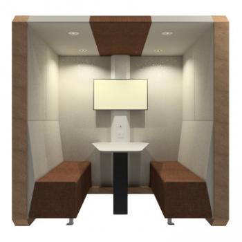 Open meeting box with closed acoustic back