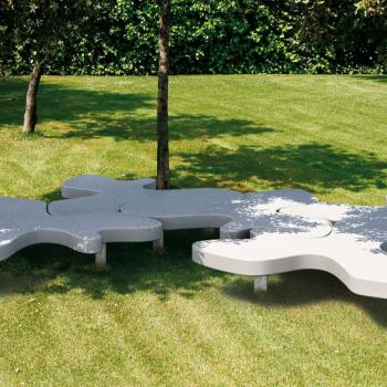 Free standing Natural Puzzle monolithic bench, made from marble or granite and designed by PIO & TITO TOSO