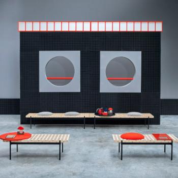 Sancal Interchange bench in reception red