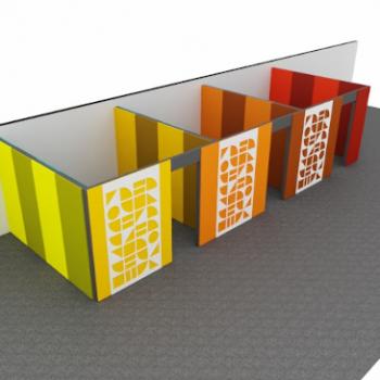 Morph walls used to create rooms with acoustic panels